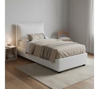 Talamo Italia - Lit simple Evelyn, Lit coffre avec revêtement en tissu, 100% Made in Italy, Ouverture frontale, adapté pour matelas 90x200 cm, Blanc