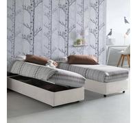 Talamo Italia - Lit simple Melissa, Lit coffre avec revêtement en tissu, 100% Made in Italy, Ouverture latérale, adapté pour matelas 80x190 cm, Blanc