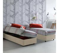Talamo Italia - Lit simple Melissa, Lit coffre avec revêtement en tissu, 100% Made in Italy, Ouverture latérale, adapté pour matelas 80x190 cm, Beige