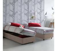Talamo Italia - Lit simple Melissa, Lit coffre avec revêtement en tissu, 100% Made in Italy, Ouverture latérale, adapté pour matelas 80x190 cm, Taupe