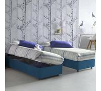 Talamo Italia - Lit simple Melissa, Lit coffre avec revêtement en tissu, 100% Made in Italy, Ouverture latérale, adapté pour matelas 80x190 cm, Bleu