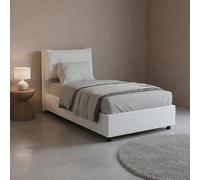 Talamo Italia - Lit simple Milena, Lit coffre avec revêtement en simili cuir, 100% Made in Italy, Ouverture frontale, adapté pour matelas 80x190 cm, Blanc
