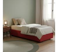 Talamo Italia - Lit simple Sophia, Lit coffre avec revêtement en tissu, 100% Made in Italy, Ouverture frontale, avec matelas 90x190 cm inclus, Rouge