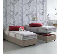 Talamo Italia - Lit simple Valentina, Lit conteneur avec revêtement en tissu, 100% Made in Italy, Ouverture frontale, avec matelas Cm 90x200 inclus, Tourterelle
