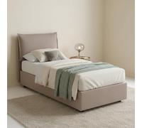 Talamo Italia - Lit simple Vanessa, Lit coffre avec revêtement en tissu, 100% Made in Italy, Ouverture frontale, adapté pour matelas 80x190 cm, Taupe