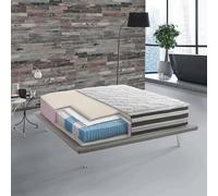 Talamo Italia - Matelas double Lorena, déhoussable en mousse à mémoire de forme et microressorts ensachés, 100% Made in Italy, anti-acariens et hypoallergénique, 160x190h32 cm