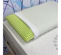 Talamo Italia Paire de Coussins de lit, fabriqués en Italie, oreillers en mémoire Verte Bio percés et taie d'oreiller respectueuse de l'environnement, 73 x 43 x 14 cm