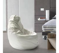 Talamo Italia - Pouf Annachiara, Pouf en cuir écologique, 100% Made in Italy, Blanc, 70x70h110 cm