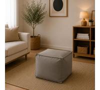 Talamo Italia - Pouf Annalaura, Pouf multifonctionnel, Fauteuil relaxant en tissu rembourré, 100% Made in Italy, 45x45h45 cm, Taupe
