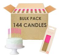 Talble Fun Lot de 144 bougies d'anniversaire roses et dorées avec supports de 12 cm de long et de haut - Décorations de gâteaux pour anniversaire, mariage, anniversaire de mariage