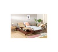 TALCA Ensemble relaxation 140x190 matelas mousse 14 cm sommiers électriques décor cerisier