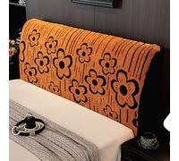 TALCON Housses de lit confortables en peluche, housses de protection pour tête de lit complète, double et grand lit, élastique et anti-poussière (orange, 190 cm)