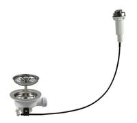 Talea Bonde de vidange pour évier de cuisine avec contrôle par câble, panier filtrant (110 mm)