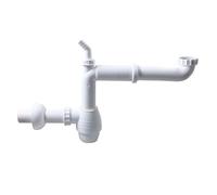 TALEA Siphon d'évier G1 1/2" × 40 mm, réglable de 270 à 280 mm, en polypropylène pur, étanche avec bouchon anti-odeurs intégré, joint intégré et peu d'écrous pour un montage facile
