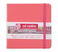 Talens Art Creation - Carnet de croquis Rouge Corail 12 x 12 cm - 140 g - 80 Feuilles - Papier à dessin sans acide
