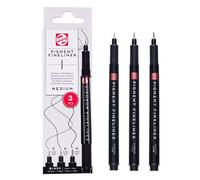 Talens Ensemble de feutres pigmentés medium, 3 pièces, 0.30 mm, 0.40 mm, 0.50 mm, encre permanente, résistante à la lumière, à base d'eau