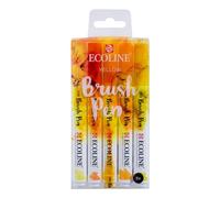 Talens Japan Ecoline Brush Pen Set de 5 marqueurs pointe feutre - Teintes jaunes | Marqueurs à dégrader pour lettering, dessin & journaling