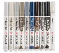 Talens - Lot de 10 stylos pinceaux Ecoline gris | 3 pièces
