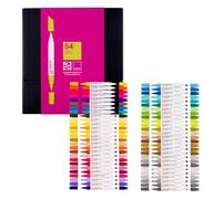 Talens Lot de 54 marqueurs Pantone | Stylos à double pointe avec pointe pinceau et pointe biseautée | Encre pigmentée à base d'eau dans des couleurs Pantone
