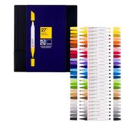 Talens Pantone Lot de 27 marqueurs à double pointe avec pointe pinceau et pointe biseautée, encre pigmentée à base d'eau, couleurs Pantone