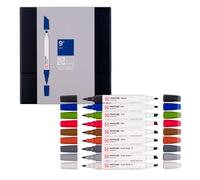 Talens | Pantone Lot de 9 marqueurs City | Stylos à double pointe avec pointe pinceau et pointe biseautée | Encre pigmentée à base d'eau dans les couleurs Pantone