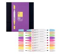 Talens | Pantone Lot de 9 marqueurs pastel | Stylos à double pointe avec pointe pinceau et pointe biseautée | Encre pigmentée à base d'eau dans des couleurs Pantone