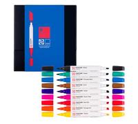 Talens | Pantone Marqueurs Set de 9 Primary | Stylo à Deux Pointes | Pointes Pinceau et Biseau | Encre Pigmentées à Base d'Eau en 108 Couleurs Pantone