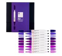 Talens | Pantone Marqueurs Set de 9 Purple | Stylo à Deux Pointes | Pointes Pinceau et Biseau | Encre Pigmentées à Base d'Eau en 108 Couleurs Pantone