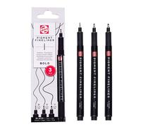 Talens Pigment lot de stylos fineliner - 3 stylos pointe large (0,50 mm, 0,60 mm, 0,70 mm) - encre noire permanente et résistante à la lumière - stylos pour écriture, dessin, croquis et art