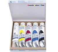 Talens Royal Boîte de Peinture Gouache Extra-Fines Artists, 5 Tubes de 20ml Couleurs primaires