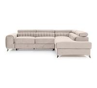 Best mobilier – Canapé d'angle droit Talisay 5 places convertible avec coffre velours Beige
