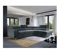 Best mobilier Canapé d'angle droit Talisay 5 places convertible avec coffre en velours Gris