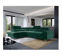 Best mobilier – Canapé d'angle Talisay gauche 5 places convertible avec coffre velours Vert