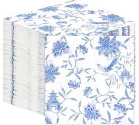 Talking Tables 100 x serviettes de table en papier jetables bleu doux à motif Chinoiserie, serviettes de fête pour anniversaire, mariage, EVJF, vaisselle jetable, fabriquées dans l’UE, 2 plis, 33cm