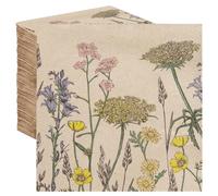 Talking Tables 100 x Serviettes De Table En Papier Jetables Douces 33 cm 2 Plis Kraft Non Blanchi Marron Motif Floral Mariage Tea Party Pique-Nique Fabriquées En UE