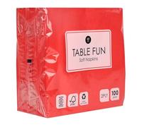 Talking Tables 100 x Serviettes de Table en Papier Rouge Souple Jetables, Serviettes Saint-Valentin - Pour Anniversaires, Mariages, EVJF Restauration, Noël - Fabriquées dans l’UE, 2 Plis, 33cm
