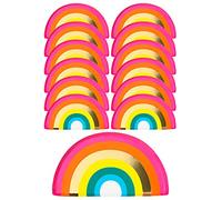 Talking Tables 12 Assiettes en Papier Arc-en-Ciel 24cm Forme Arche Découpée avec Feuille d'Or pour Anniversaire, Pride et Fêtes Colorées