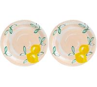 Talking Tables 12 Assiettes en Papier pour Fêtes Estivales avec Design Citrus Lemon, Assiettes Jetables pour Pique-nique BBQ 23cm (Lot de 2)