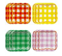 Talking Tables 12 Assiettes en Papier Vichy 18cm, Vaisselle de Fête Colorée pour Pâques, Anniversaire, Pique-nique - Orange, Jaune, Vert, Violet