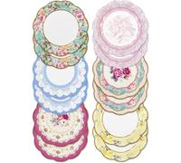 Talking Tables 12 x Pretty Floral Plates 17cm - Décorations Fête des Mères & Assiettes Vintage pour Goûter, Mariages, Anniversaires, Baby Showers, Marque Britannique