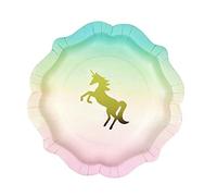 Talking Tables 12x Assiettes en Papier Licorne - Pastel & Dorure Jetables 24 cm, Anniversaire, Baby Shower, Enterrement de Vie de Jeune Fille