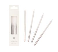 Talking Tables 16 Bougies Anniversaire Blanches et Argentées 10cm | Bougies pour Gâteaux Longues | Décorations Gâteau Mariage Réveillon Argentées