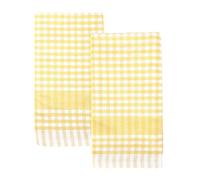 Talking Tables 2 Torchons Cuisine Vichy Jaune Linge Table Tissu Chiffons Carreaux Serviettes Absorbantes Coton Doux Séchage Rapide Emballage ECO 45x70cm