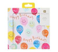 Talking Tables 20 Serviettes en Papier Joyeux Anniversaire, Design Ballon Souriant, Fête Enfants, Recyclables, Sans Plastique, 3 Plis 33 cm
