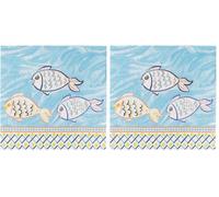 Talking Tables 20 Serviettes en Papier Poisson | Collection Souk Méditerranée, Pique-nique Été, Fête de Jardin, Jetables, Bleu Océan, Jaune (Lot de 2)