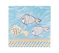 Talking Tables 20 Serviettes en Papier Poisson | Collection Souk Méditerranée, Pique-nique Été, Fête de Jardin, Jetables, Bleu Océan, Jaune