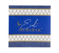 Talking Tables 20 Serviettes Papier Eid Bleu & Or Eid Mubarak | Jetables Recyclables pour Fête Eid, Repas & Rassemblements