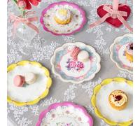 Talking Tables 24 Assiettes à Thé Florales Vintage Jetables Fête des Mères Goûter Anniversaire Baby Shower Mariage Rose Bleu Jaune 17,5 cm