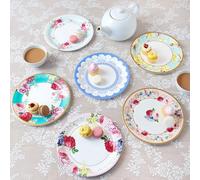 Talking Tables 24 x Assiettes en papier à motifs floraux vintage pour goûter, Bridgerton, Fête du Thé, anniversaire, mariage, fête des mères, anniversaires, vaisselle, assiettes carton fleuri chic
