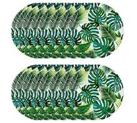 Talking Tables 24 Assiettes en Papier Tropical Vert Feuille de Palmier (23cm) - Jetables Fête Jungle BBQ, Luau Hawaïen, Safari, Dinosaure & Pique-Nique